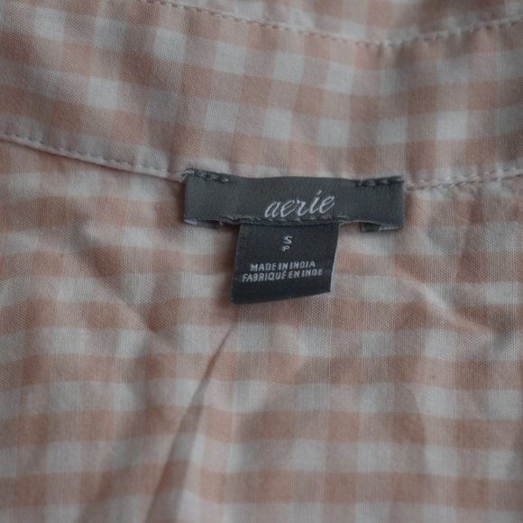 Aerie Pink & White Checkered PJ Shirt - Picture 4 of 4